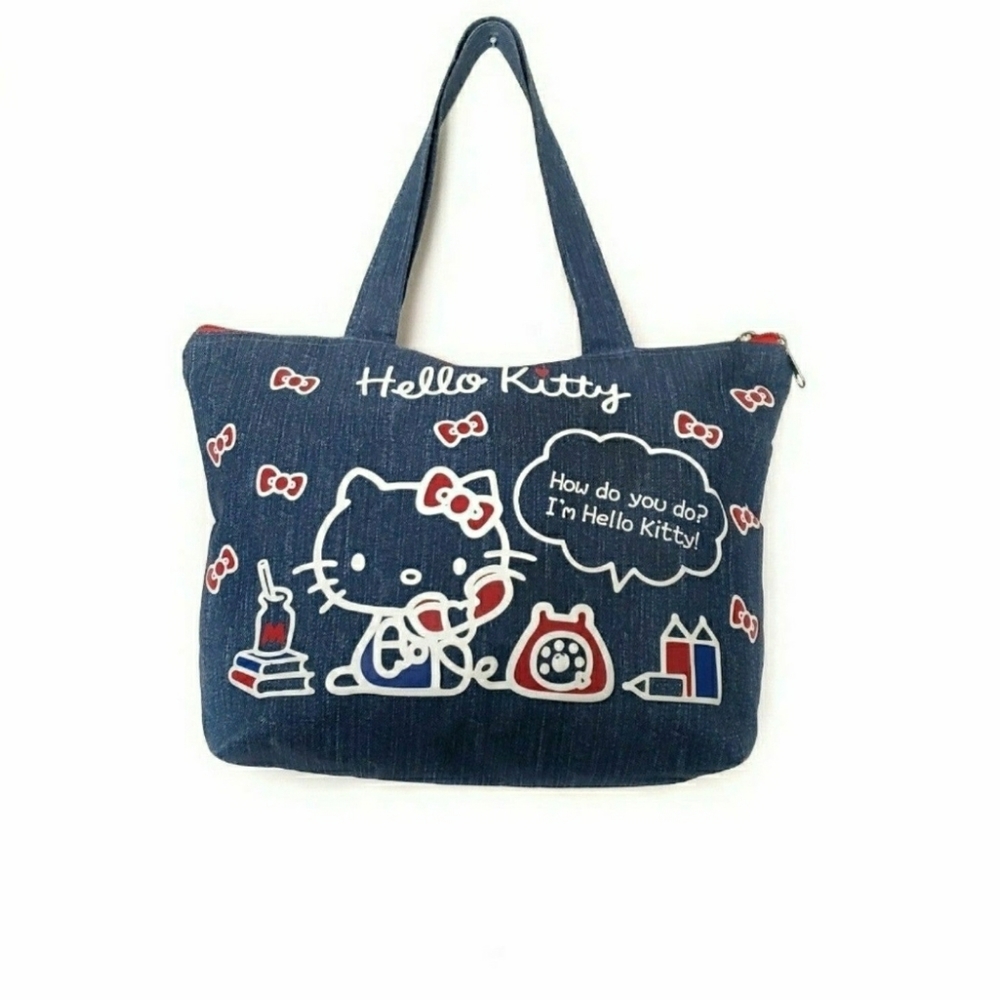 Sanrio Hello Kitty "Talking On Her Phone " Front Graphic Small Tote Bag